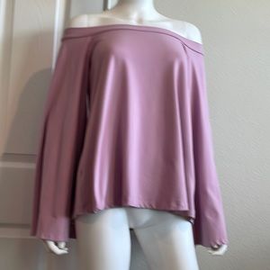 Off the shoulder flair sleeved lavender top